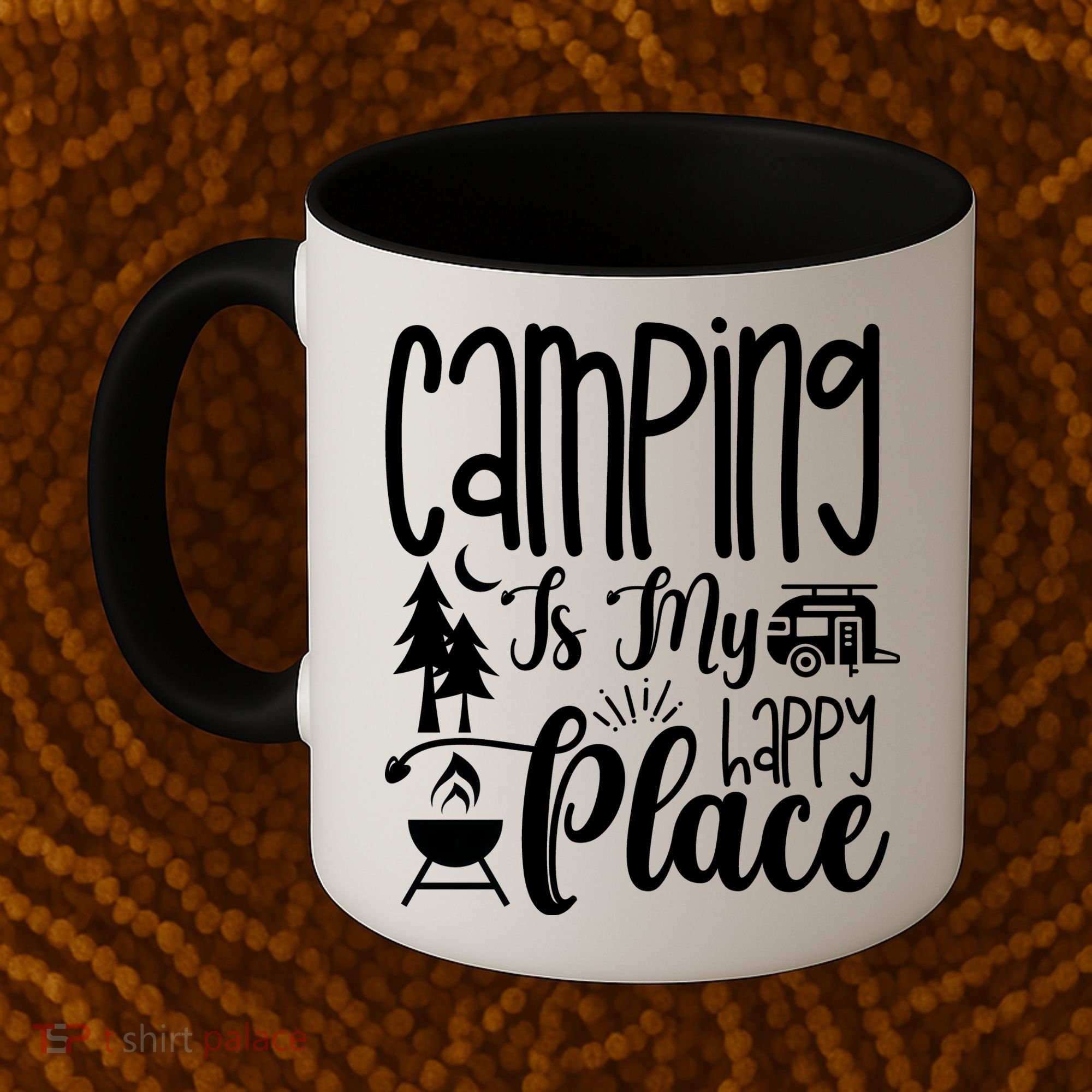Camping Is My Happy Place Funny Camping Coffee Mug