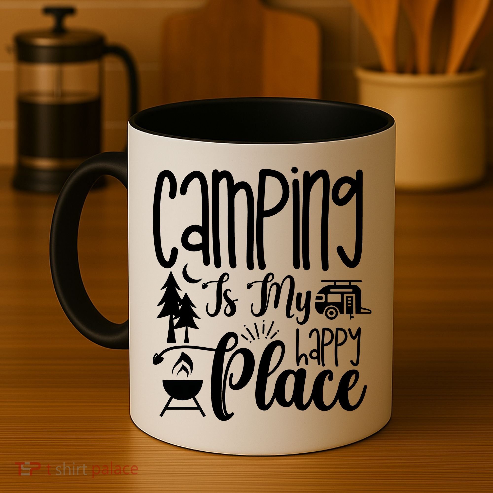 Camping Is My Happy Place Funny Camping Coffee Mug
