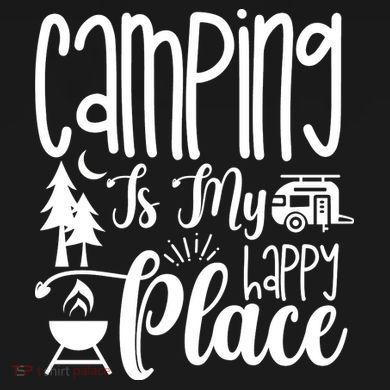 Camping Is My Happy Place Funny Camping Tall Hoodie
