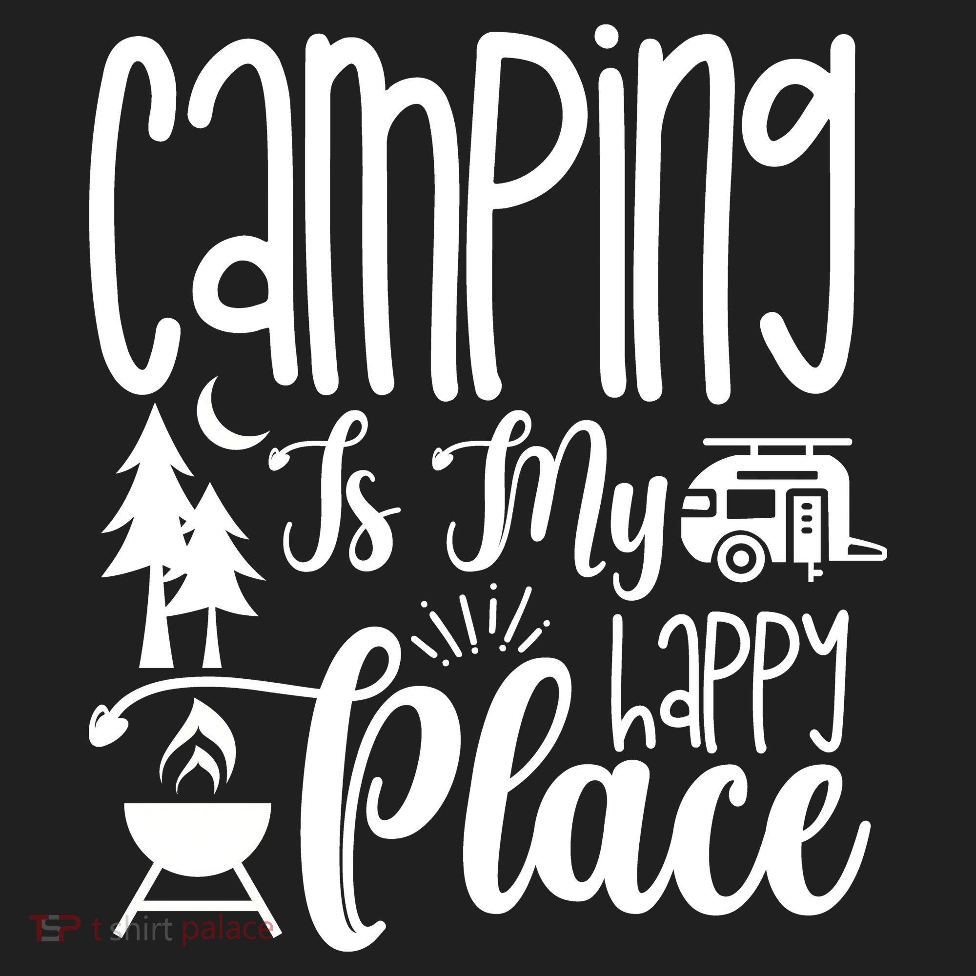 Camping Is My Happy Place Funny Camping Golf Towel