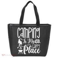 Camping Is My Happy Place Funny Camping Tote Bag thumb 0