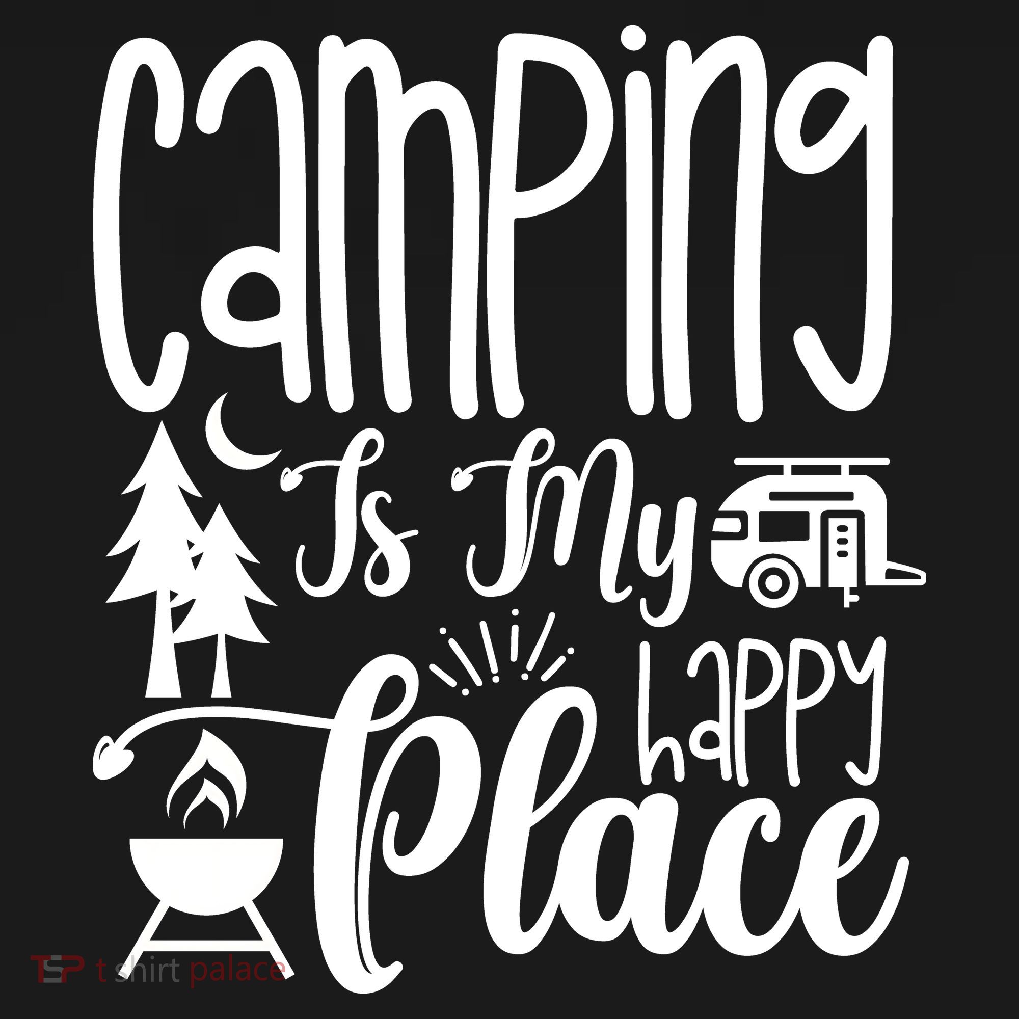 Camping Is My Happy Place Funny Camping Tote Bag