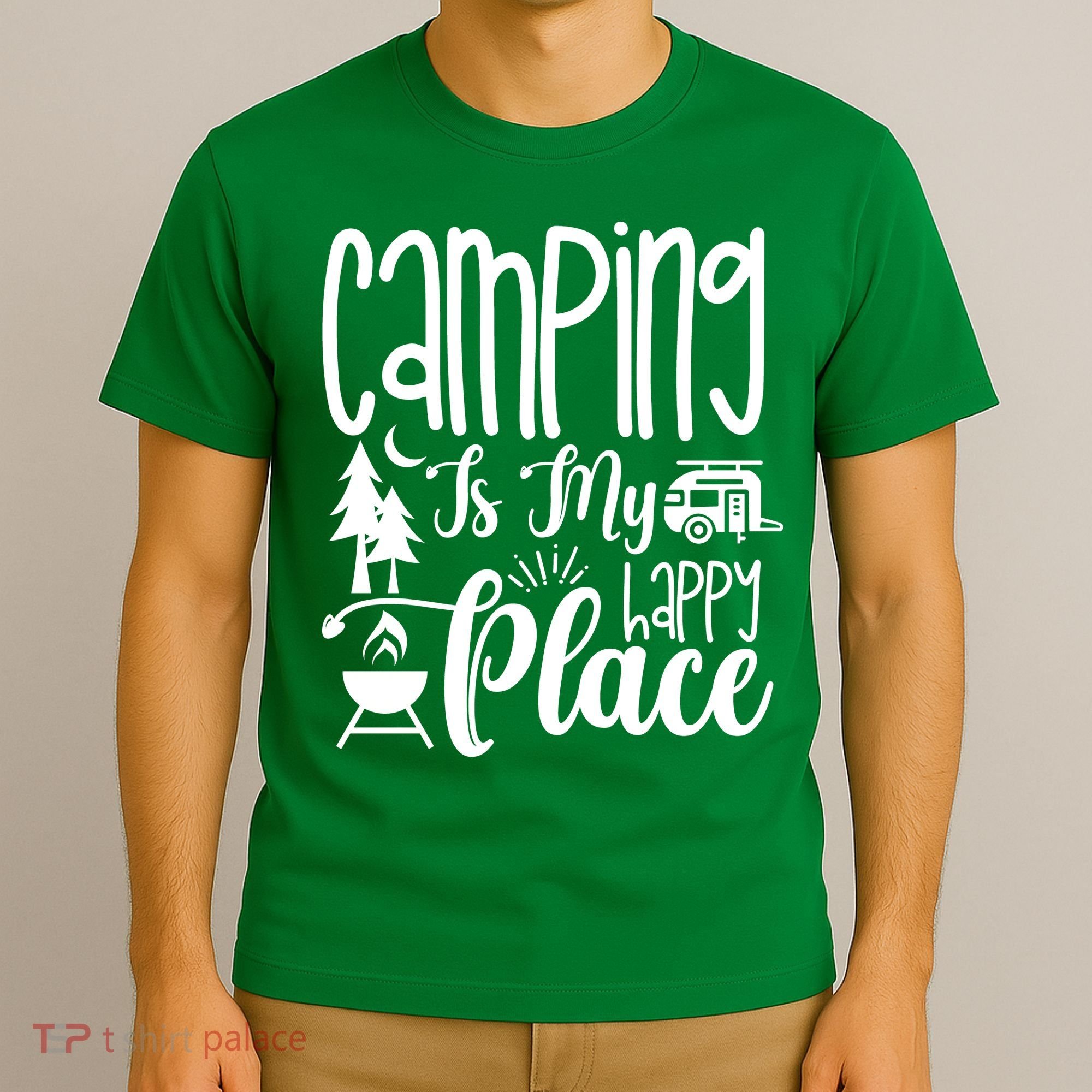 Camping Is My Happy Place Funny Camping T-Shirt