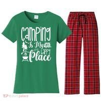 Camping Is My Happy Place Funny Camping Women's Flannel Pajama Set thumb 0