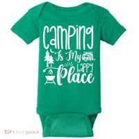 Camping Is My Happy Place Funny Camping Baby Bodysuit thumb 0