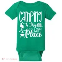 Camping Is My Happy Place Funny Camping Baby Bodysuit thumb 0