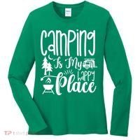 Camping Is My Happy Place Funny Camping Women's Long Sleeve Shirt thumb 0