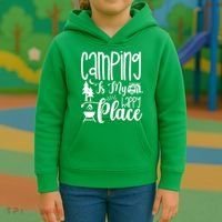 Camping Is My Happy Place Funny Camping Kids Hoodie thumb 3
