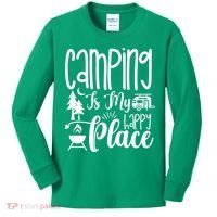 Camping Is My Happy Place Funny Camping Kids Long Sleeve Shirt thumb 0