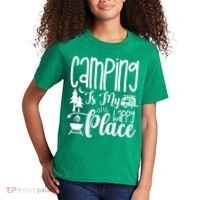 Camping Is My Happy Place Funny Camping Kids T-Shirt thumb 2