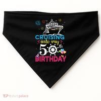 Cruising Into My 50th Birthday Cruise Party USA-Made Doggie Bandana thumb 0