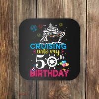 Cruising Into My 50th Birthday Cruise Party Coaster thumb 0