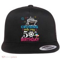 Cruising Into My 50th Birthday Cruise Party Flat Bill Trucker Hat thumb 0