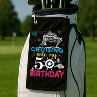 Cruising Into My 50th Birthday Cruise Party Golf Towel thumb 2