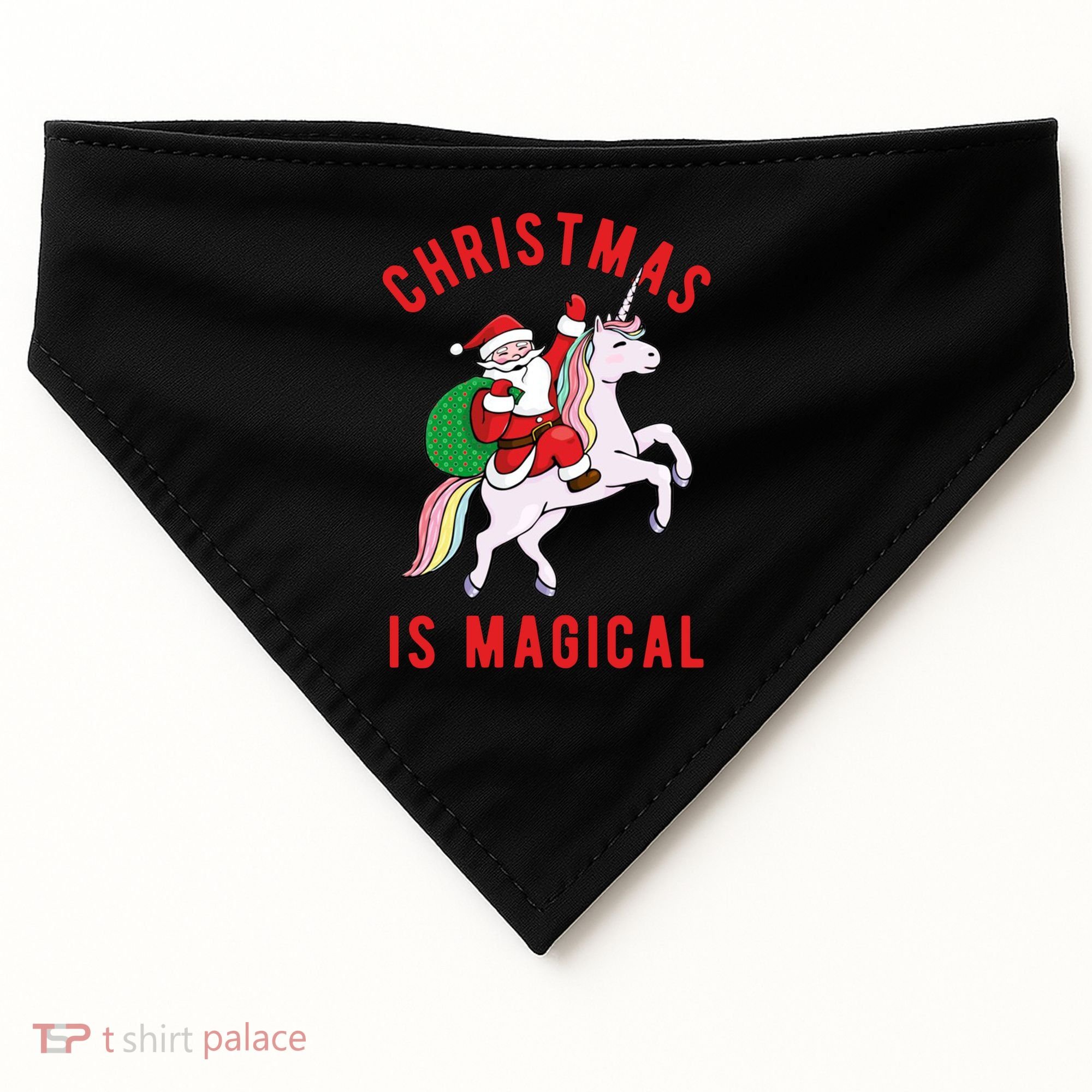 Christmas Is Magical Unicorn Santa Claus USA-Made Doggie Bandana