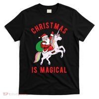 Christmas Is Magical Unicorn Santa Claus T-Shirt thumb 0