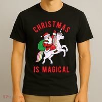 Christmas Is Magical Unicorn Santa Claus T-Shirt thumb 3