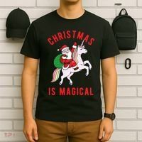 Christmas Is Magical Unicorn Santa Claus T-Shirt thumb 6
