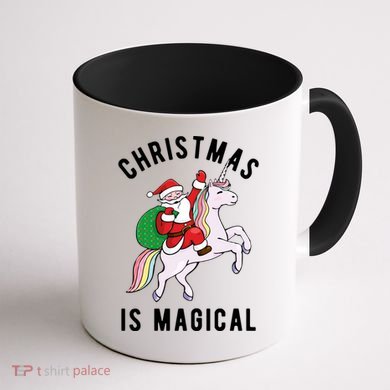 Christmas Is Magical Unicorn Santa Claus Coffee Mug back