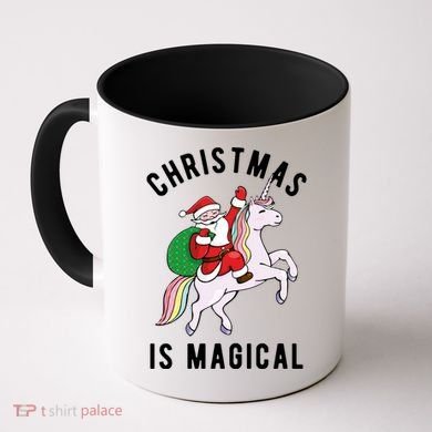Christmas Is Magical Unicorn Santa Claus Coffee Mug