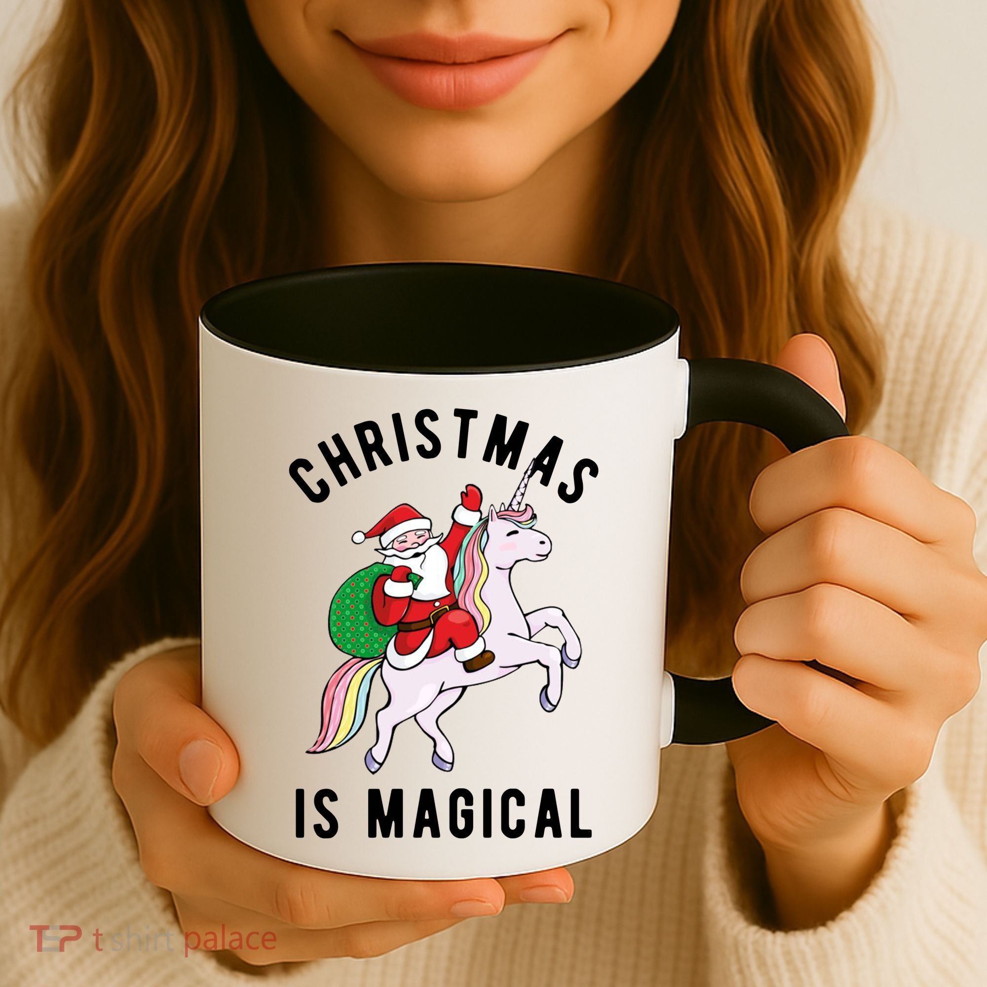 Christmas Is Magical Unicorn Santa Claus Coffee Mug