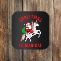 Christmas Is Magical Unicorn Santa Claus Coaster thumb 0
