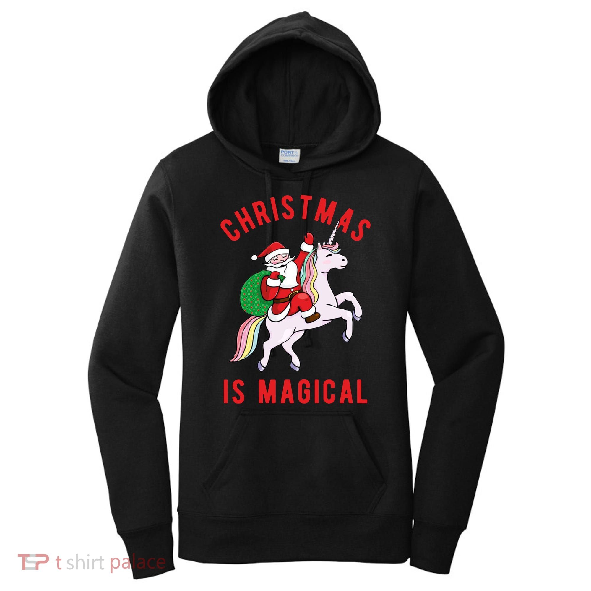 Christmas Is Magical Unicorn Santa Claus Women's Hoodie