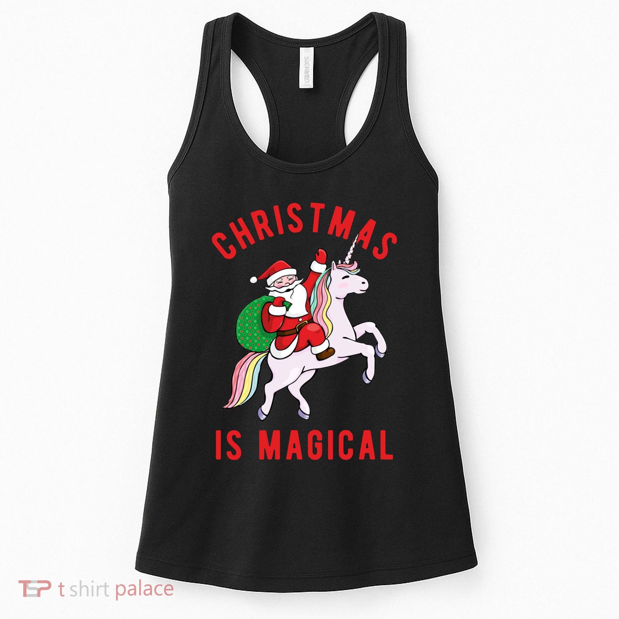 Christmas Is Magical Unicorn Santa Claus Women's Tank Top