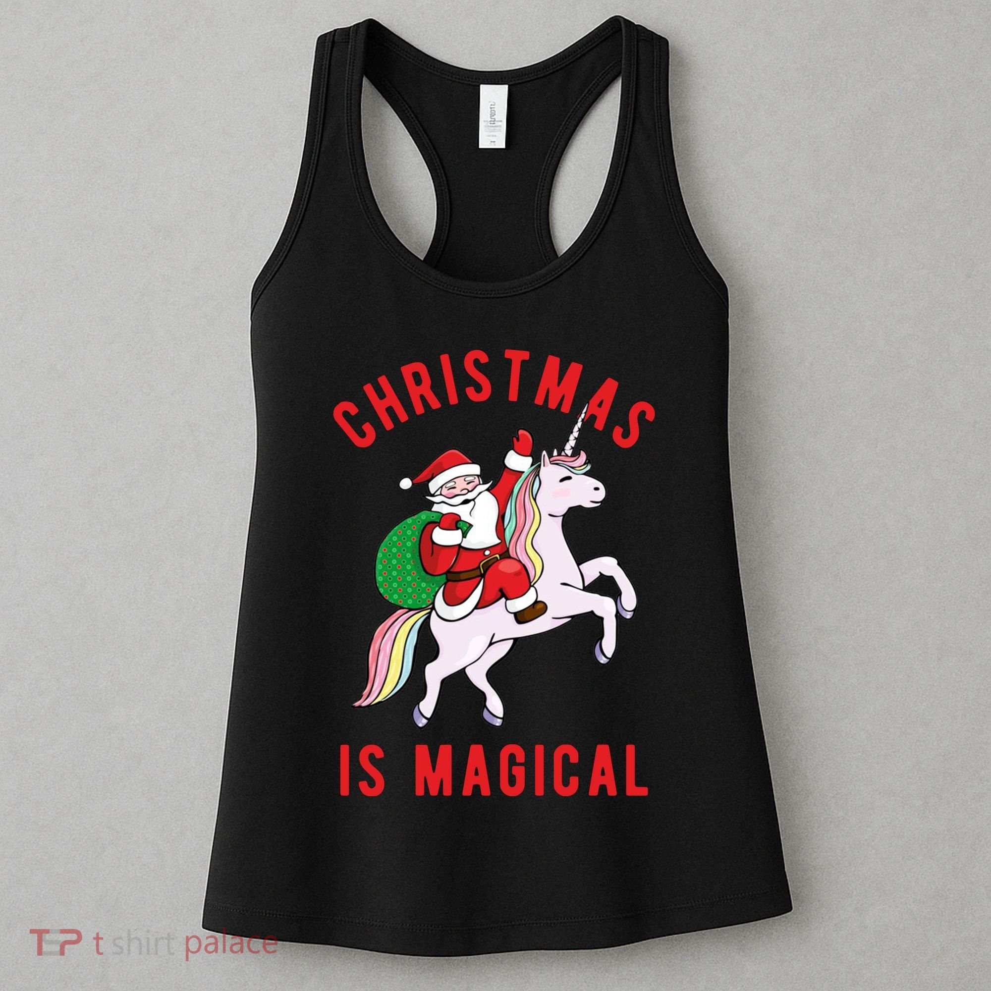 Christmas Is Magical Unicorn Santa Claus Women's Tank Top