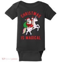 Christmas Is Magical Unicorn Santa Claus Baby Bodysuit thumb 0