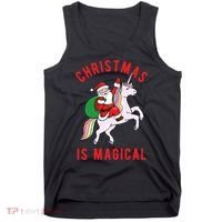 Christmas Is Magical Unicorn Santa Claus Tank Top thumb 0