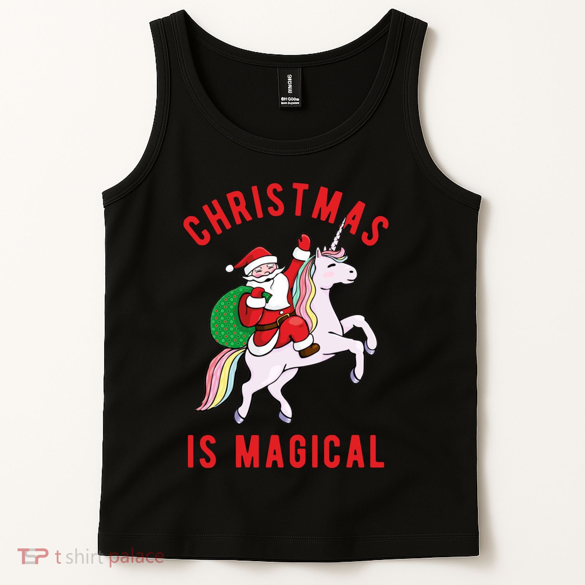 Christmas Is Magical Unicorn Santa Claus Tank Top