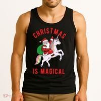 Christmas Is Magical Unicorn Santa Claus Tank Top thumb 3