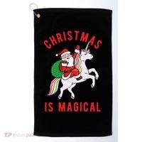 Christmas Is Magical Unicorn Santa Claus Golf Towel thumb 0