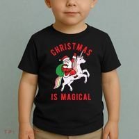 Christmas Is Magical Unicorn Santa Claus Toddler T-Shirt thumb 2