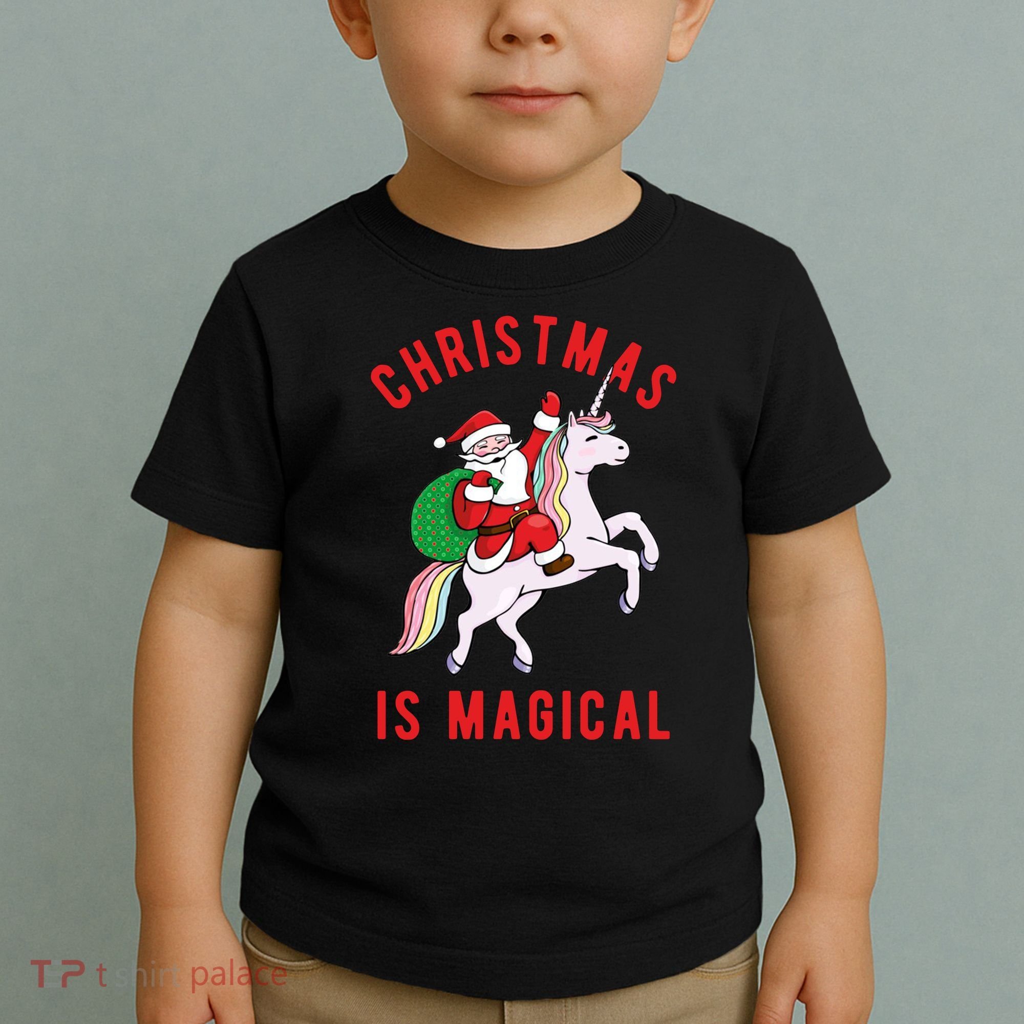 Christmas Is Magical Unicorn Santa Claus Toddler T-Shirt