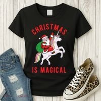 Christmas Is Magical Unicorn Santa Claus Women's T-Shirt thumb 3