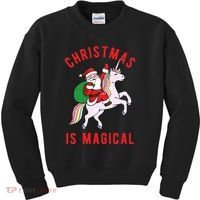 Christmas Is Magical Unicorn Santa Claus Kids Sweatshirt thumb 0