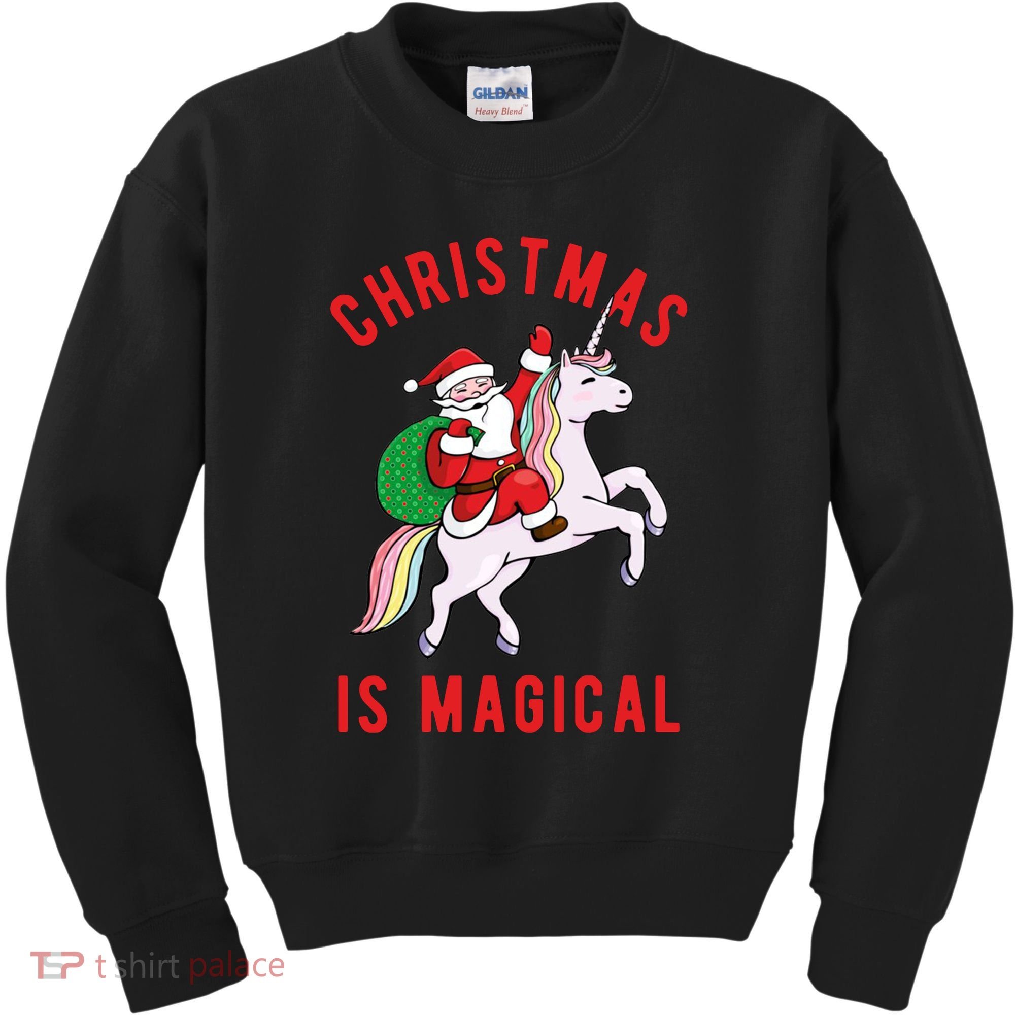 Christmas Is Magical Unicorn Santa Claus Kids Sweatshirt