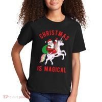 Christmas Is Magical Unicorn Santa Claus Kids T-Shirt thumb 2