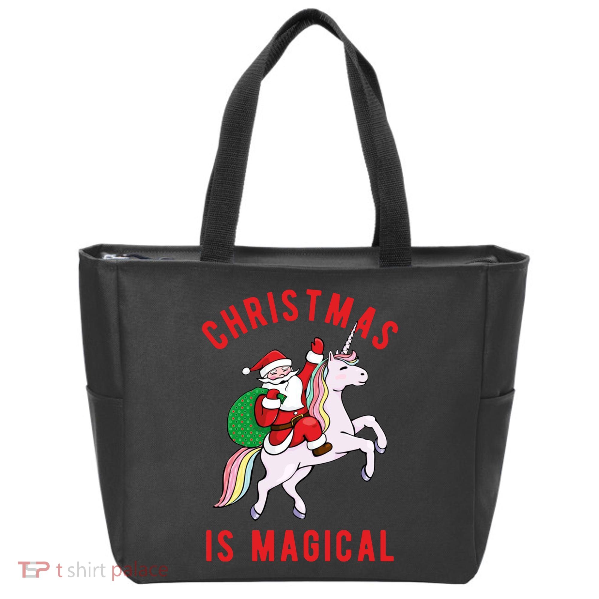 Christmas Is Magical Unicorn Santa Claus Tote Bag