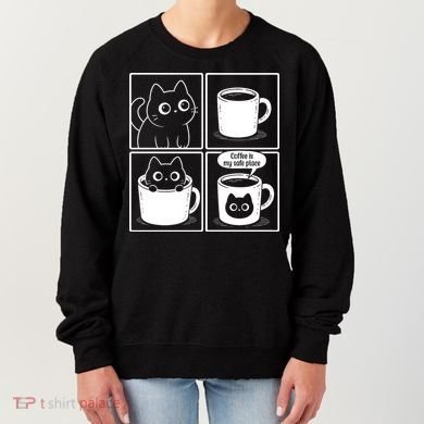 Coffee Is My Safe Place Cat Meme Women's Sweatshirt