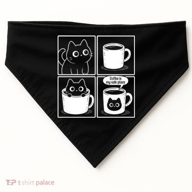 Coffee Is My Safe Place Cat Meme USA-Made Doggie Bandana
