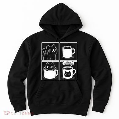 Coffee Is My Safe Place Cat Meme Hoodie