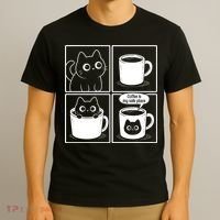 Coffee Is My Safe Place Cat Meme T-Shirt thumb 3