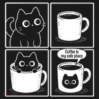 Coffee Is My Safe Place Cat Meme T-Shirt thumb 7