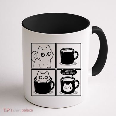 Coffee Is My Safe Place Cat Meme Coffee Mug back