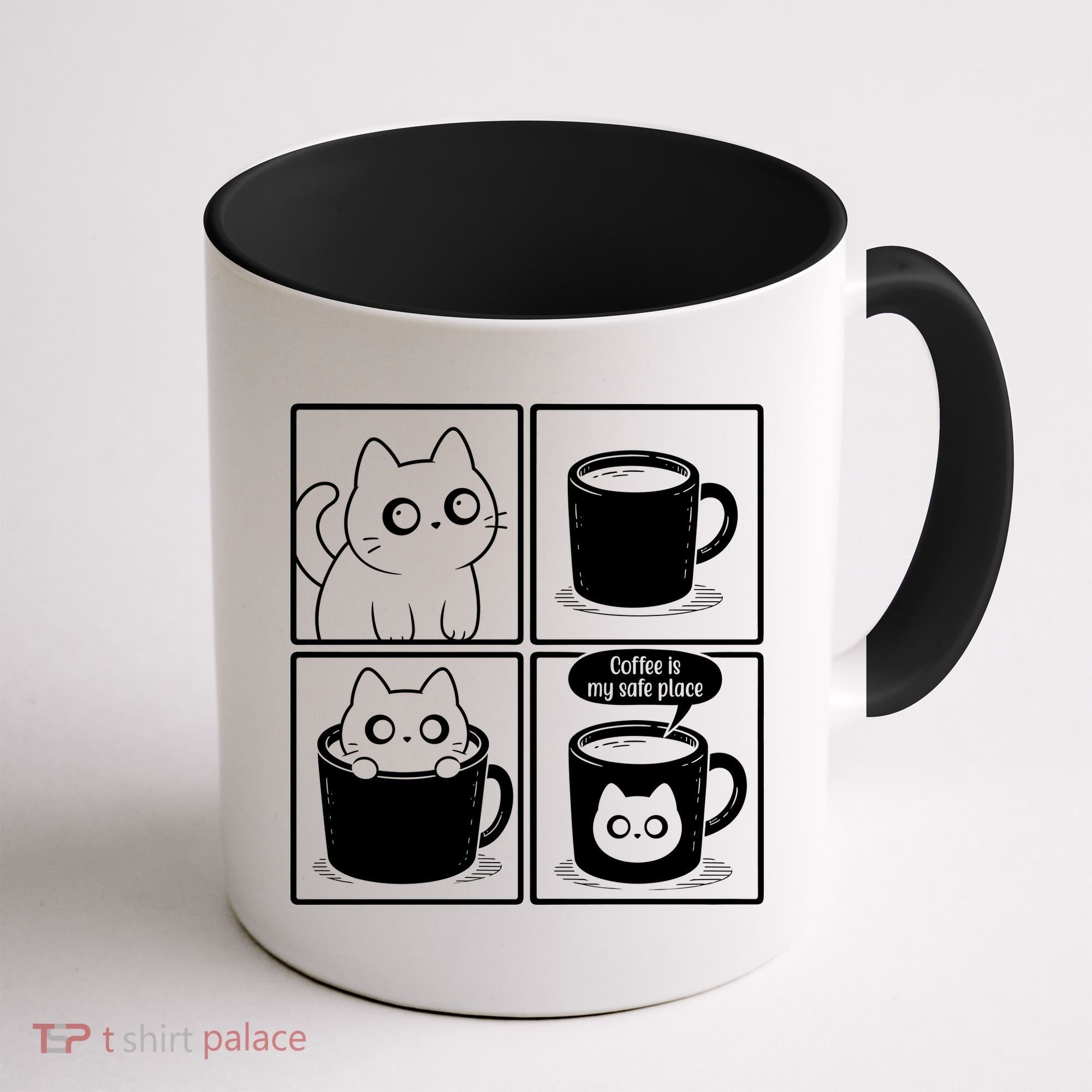 Coffee Is My Safe Place Cat Meme Coffee Mug