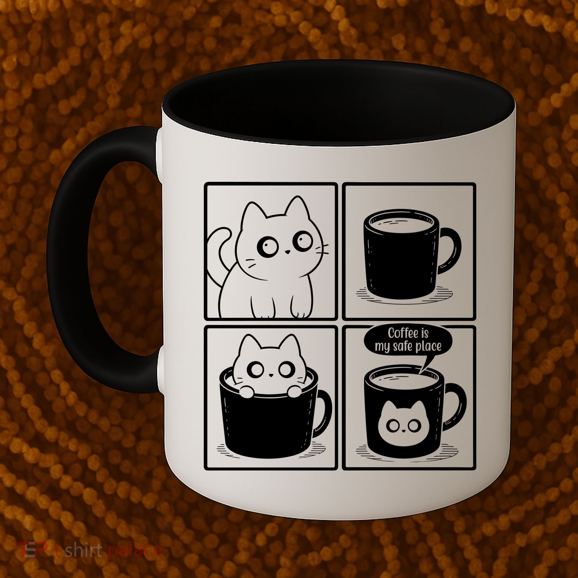 Coffee Is My Safe Place Cat Meme Coffee Mug