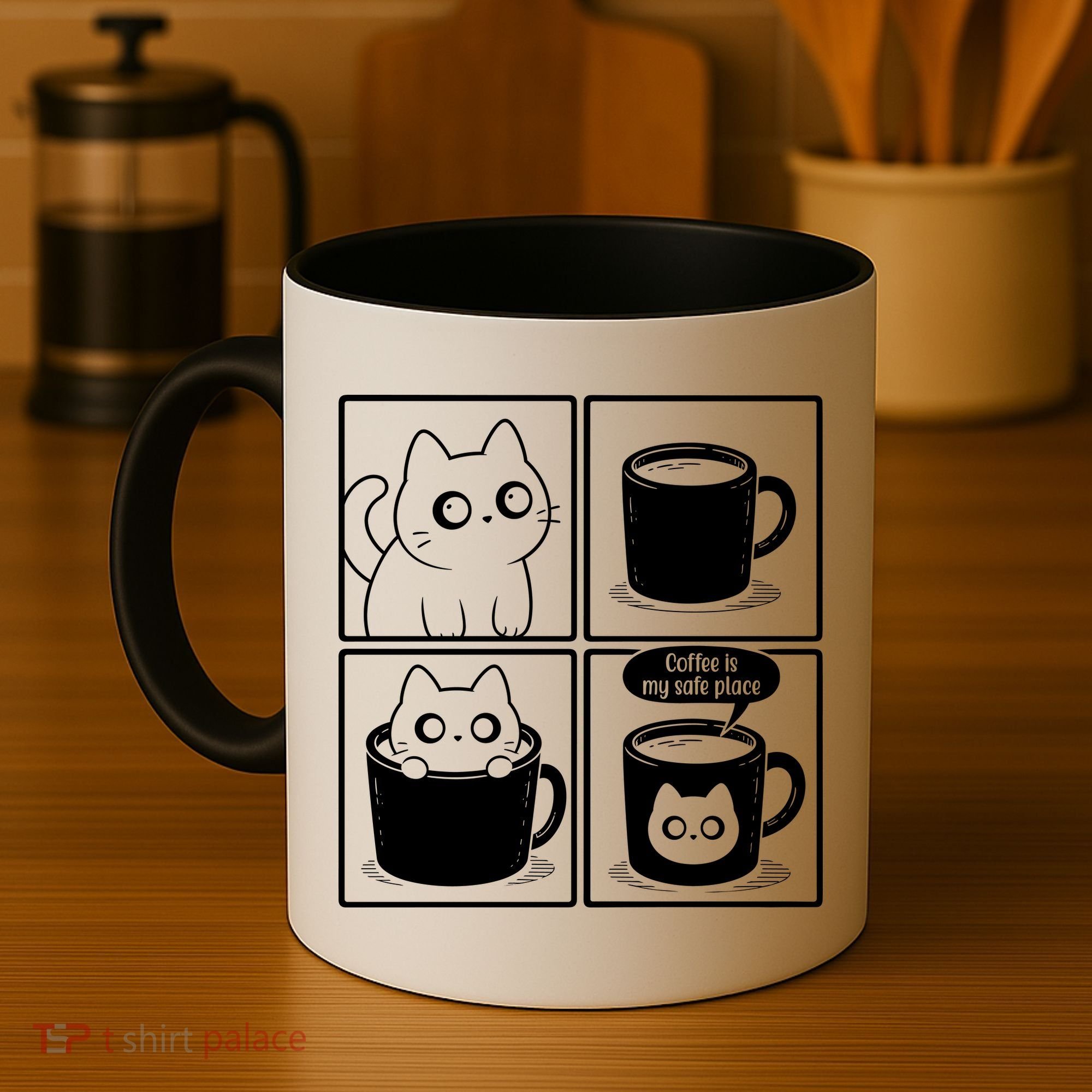 Coffee Is My Safe Place Cat Meme Coffee Mug